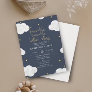 Blue Waterverf Clouds Twin Boys Baby shower Kaart