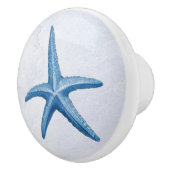 Blue Waterverf Coastal Beach Starfish Seashells Keramische Knop (Rechts)