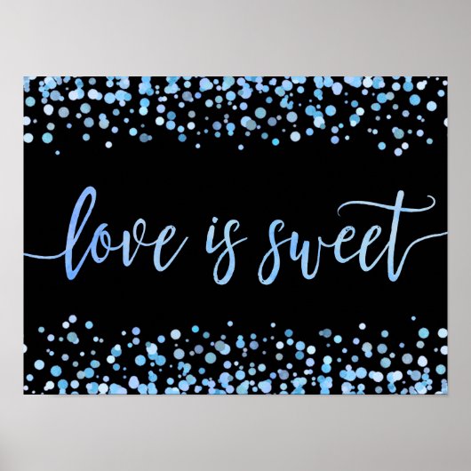 Blue Waterverf Confetti Dot Wedding Love is Sweet Poster (Voorkant)