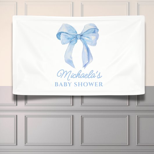 Blue Waterverf Coquette Bow Minimal Baby shower Spandoek