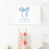 Blue Waterverf Coquette Bow Minimal Baby shower Spandoek (Insitu)