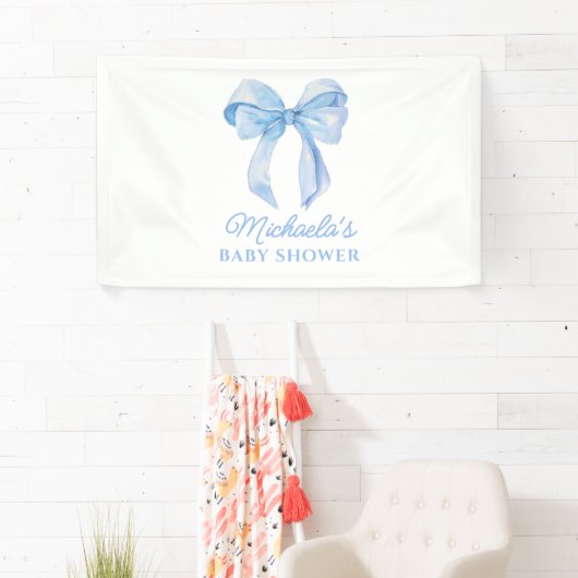 Blue Waterverf Coquette Bow Minimal Baby shower Spandoek (Insitu)