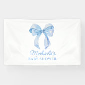 Blue Waterverf Coquette Bow Minimal Baby shower Spandoek (Horizontaal)