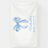 Blue Waterverf Coquette Bow Minimal Baby shower Spandoek (Verticaal)