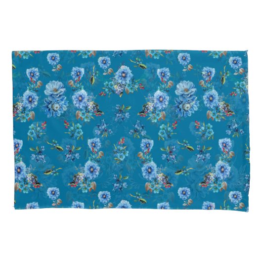 Blue Waterverf Corn Flower Running Pattern Kussensloop (Voorkant)