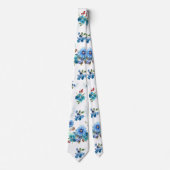 Blue Waterverf Corn Flower Running Pattern Stropdas (Voorkant)