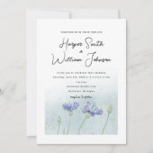 blue waterverf cornflower bruiloft kaart (Voorkant)