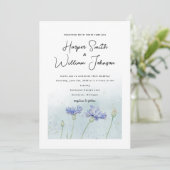 blue waterverf cornflower bruiloft kaart (Staand voorkant)