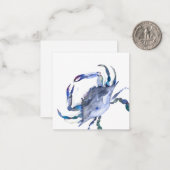Blue Waterverf Crab Mini Note Card Notitiekaartje (Voorkant / Achterkant in situ)