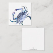 Blue Waterverf Crab Mini Note Card Notitiekaartje (Voorkant / Achterkant)