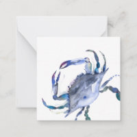 Blue Waterverf Crab Mini Note Card