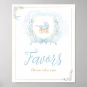 Blue Waterverf Crest Baby shower Favorieten Poster (Voorkant)