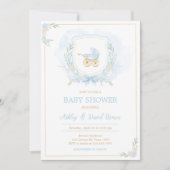 Blue Waterverf Crest Baby shower Kaart (Voorkant)