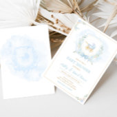 Blue Waterverf Crest Baby shower Kaart