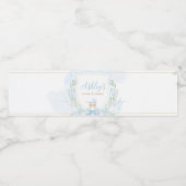 Blue Waterverf Crest Baby shower Waterfles Etiket (Enkel label)