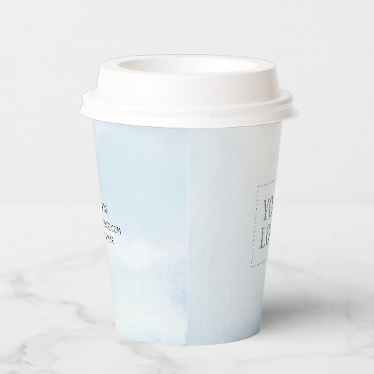 Blue Waterverf Custom Business Logo Promotional Papieren Bekers (Rechts)