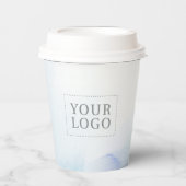 Blue Waterverf Custom Business Logo Promotional Papieren Bekers (Voorkant)