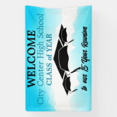 Blue Waterverf Custom Class Reunion Welkom Spandoek (Verticaal)