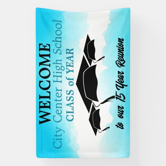 Blue Waterverf Custom Class Reunion Welkom Spandoek (Verticaal)