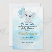 Blue Waterverf Cute Baby shower Invitation Kaart (Voorkant)
