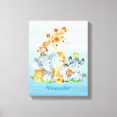 Blue Waterverf Cute Safari Oerwouden Canvas Afdruk (Voorkant)