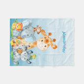 Blue Waterverf Cute Safari Oerwouden Fleece Deken (Voorkant (Horizontaal))