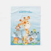Blue Waterverf Cute Safari Oerwouden Fleece Deken (Voorkant)