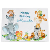 Blue Waterverf Cute Safari Oerwouden Groot Cadeauzakje (Voorkant)