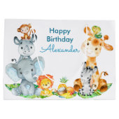 Blue Waterverf Cute Safari Oerwouden Groot Cadeauzakje (Achterkant)