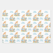 Blue Waterverf Cute Safari Oerwouden Inpakpapier Vel (Voorkant 2)