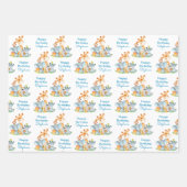 Blue Waterverf Cute Safari Oerwouden Inpakpapier Vel (Voorkant)