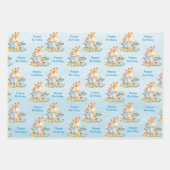 Blue Waterverf Cute Safari Oerwouden Inpakpapier Vel (Voorkant 2)