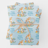 Blue Waterverf Cute Safari Oerwouden Inpakpapier Vel (In situ)