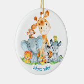 Blue Waterverf Cute Safari Oerwouden Keramisch Ornament (Rechts)