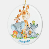 Blue Waterverf Cute Safari Oerwouden Keramisch Ornament (Links)