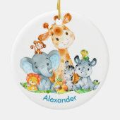 Blue Waterverf Cute Safari Oerwouden Keramisch Ornament (Achterkant)
