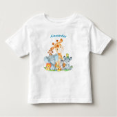 Blue Waterverf Cute Safari Oerwouden Kinder Shirts (Voorkant)