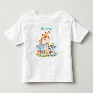Blue Waterverf Cute Safari Oerwouden Kinder Shirts