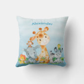 Blue Waterverf Cute Safari Oerwouden Kussen (Achterkant)