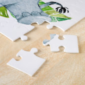 Blue Waterverf Cute Safari Oerwouden Legpuzzel (Zijkant)