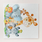 Blue Waterverf Cute Safari Oerwouden Legpuzzel (Horizontaal)