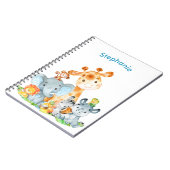 Blue Waterverf Cute Safari Oerwouden Notitieboek (Linkerzijde)