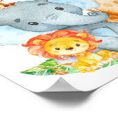 Blue Waterverf Cute Safari Oerwouden Poster (Hoek)