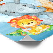 Blue Waterverf Cute Safari Oerwouden Poster (Hoek)