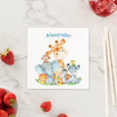 Blue Waterverf Cute Safari Oerwouden Servet (Insitu)