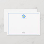 Blue Waterverf Daisy Notitiekaartje (Voorkant / Achterkant)