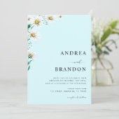 Blue Waterverf Daisy Wildflower QR Code Weddenscha Kaart (Staand voorkant)