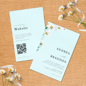 Blue Waterverf Daisy Wildflower QR Code Weddenscha Kaart