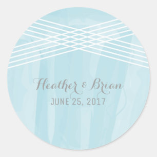Blue Waterverf Deco Wedding Ronde Sticker