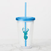 Blue Waterverf Deer Silhouette Acryl Drinkbeker (Voorkant)